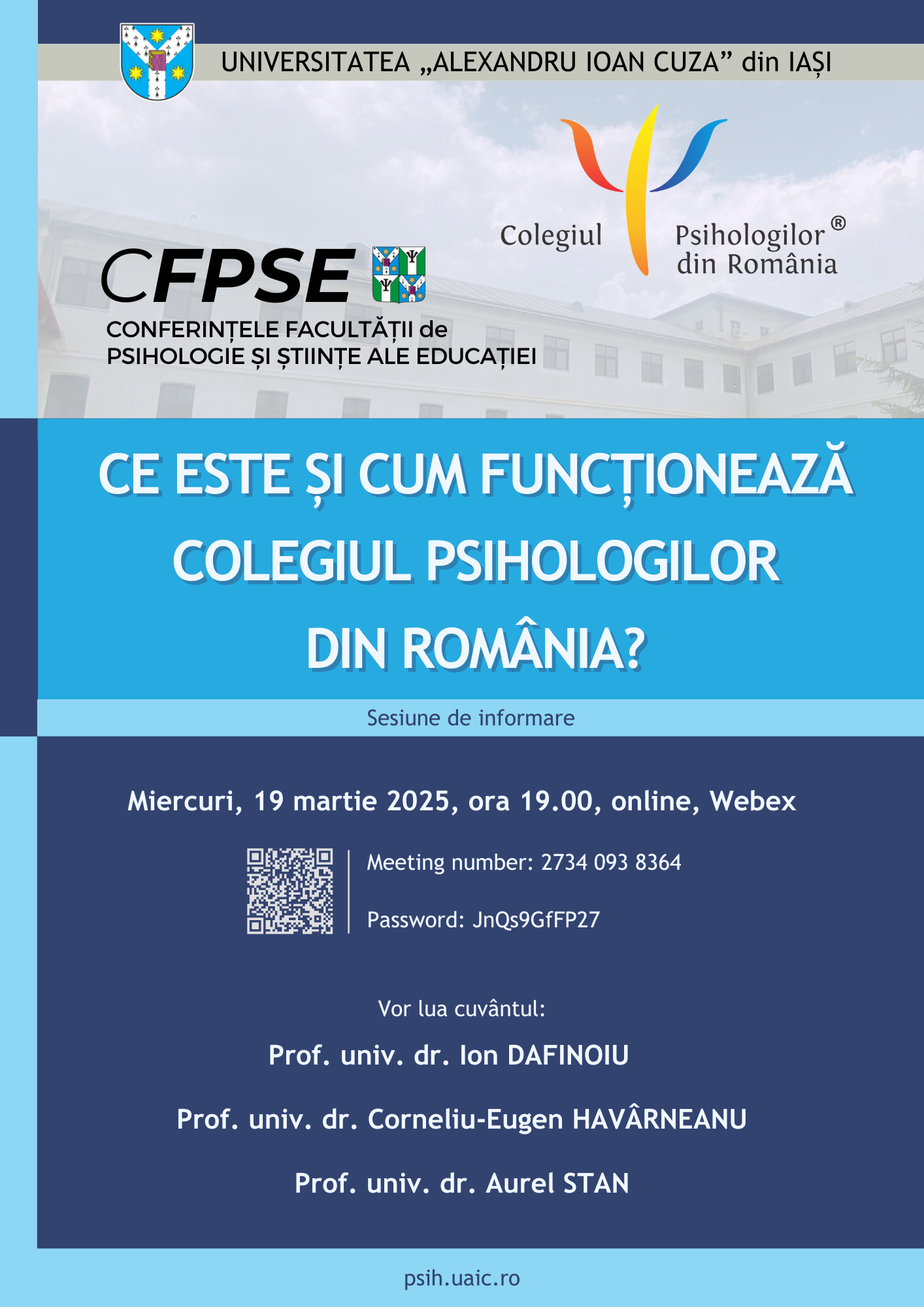 afis sesiune de informare pentru colegiul psihologilor din România
