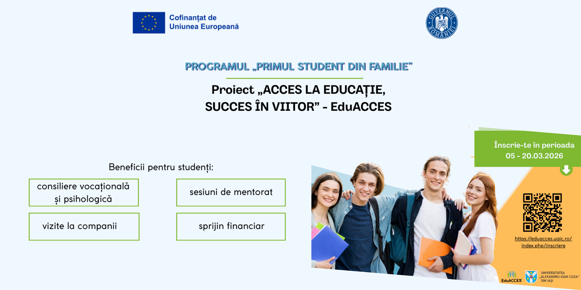 Informare cu privire la a doua runda se selecție proiect EduACCES - Primul student din familie